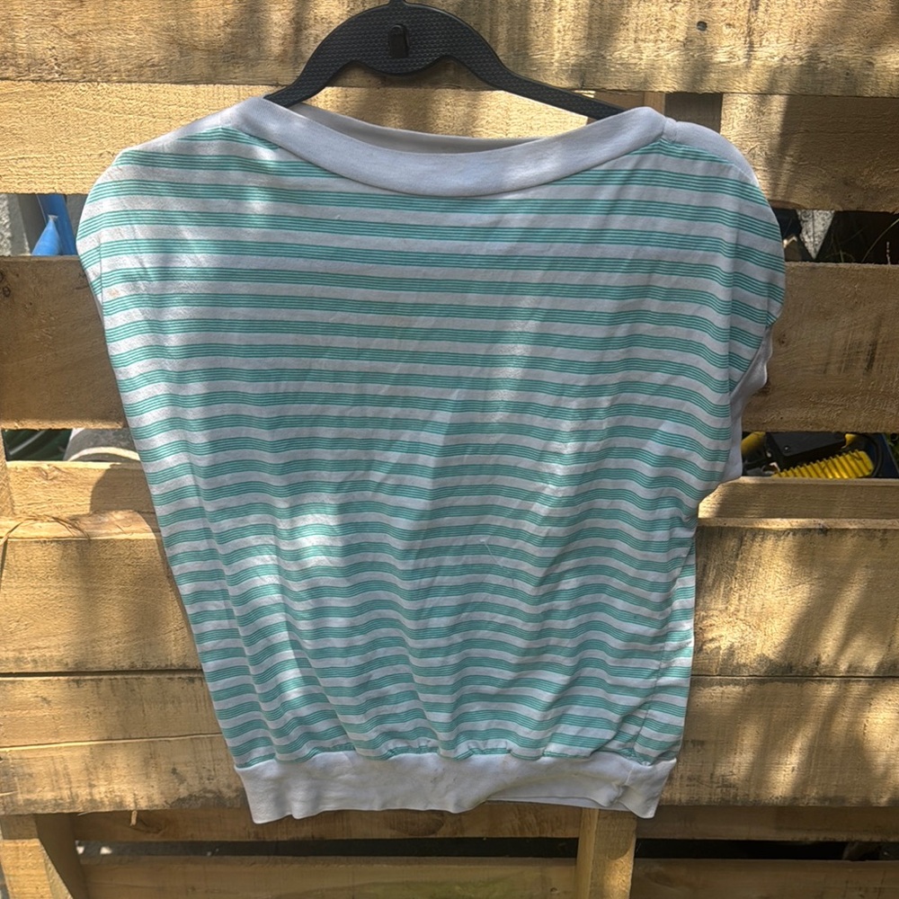 Essentials Mint and White Striped Tee